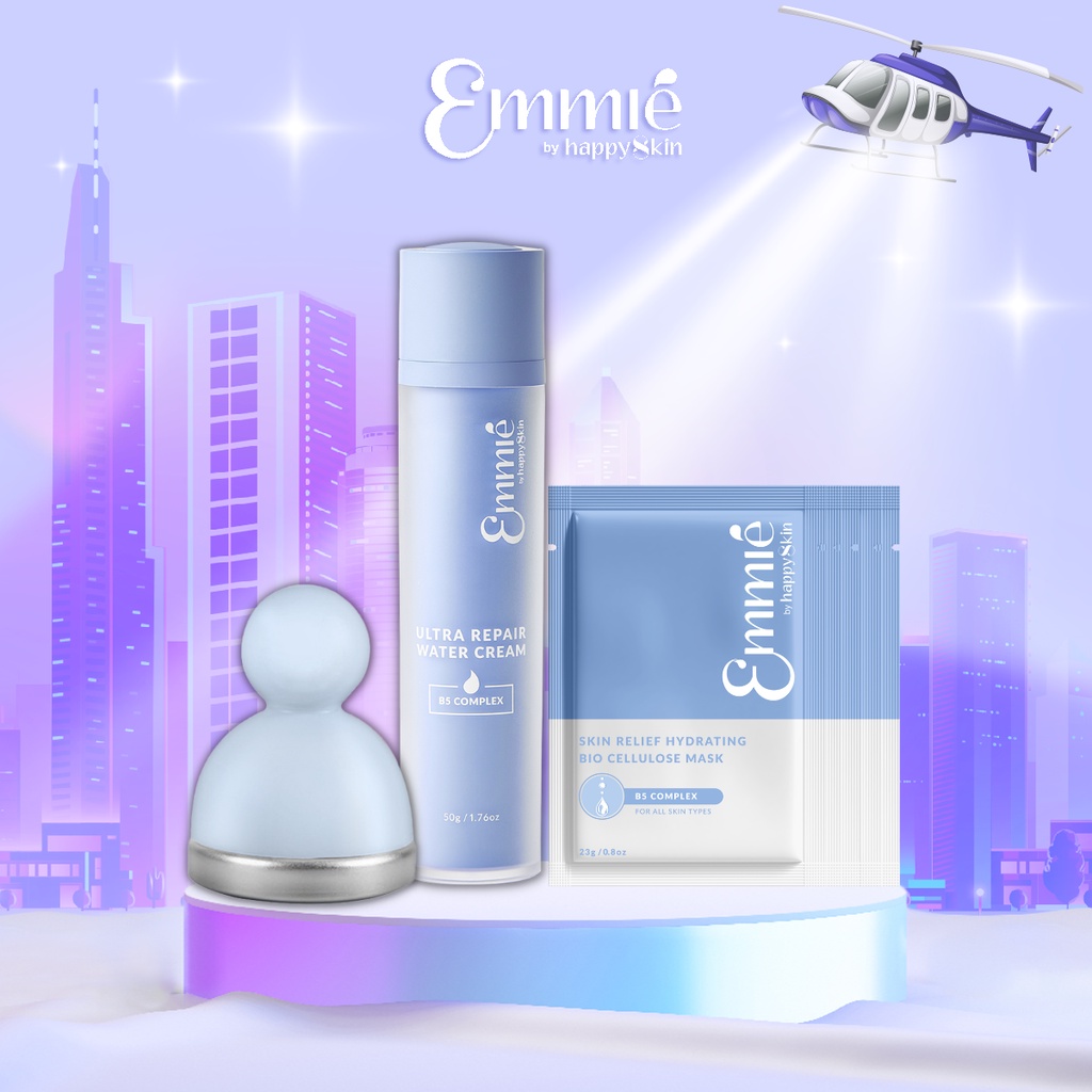 Combo giảm stress cho làn da: Kem dưỡng ẩm phục hồi B5 50g + 5 Mặt nạ sinh học phục hồi da B5 Emmié Tặng 1 Cây lăn lạnh