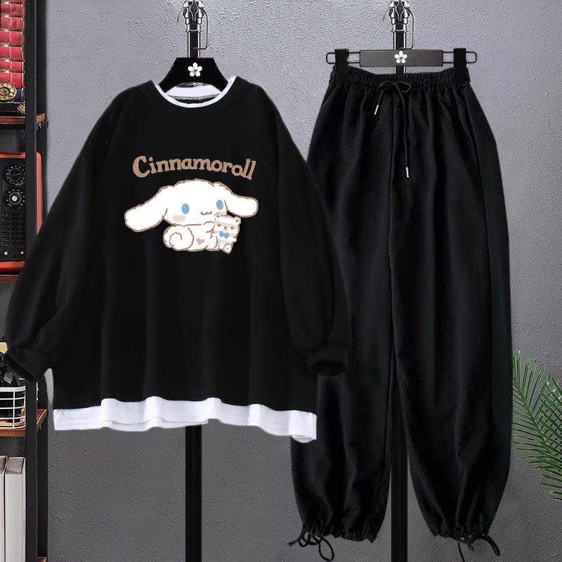 Sét bộ áo nỉ cotton Thỏ cinna + quần bom chun, Áo nỉ Unisex from rộng, thiết kế phong cách hàn quốc - MODY