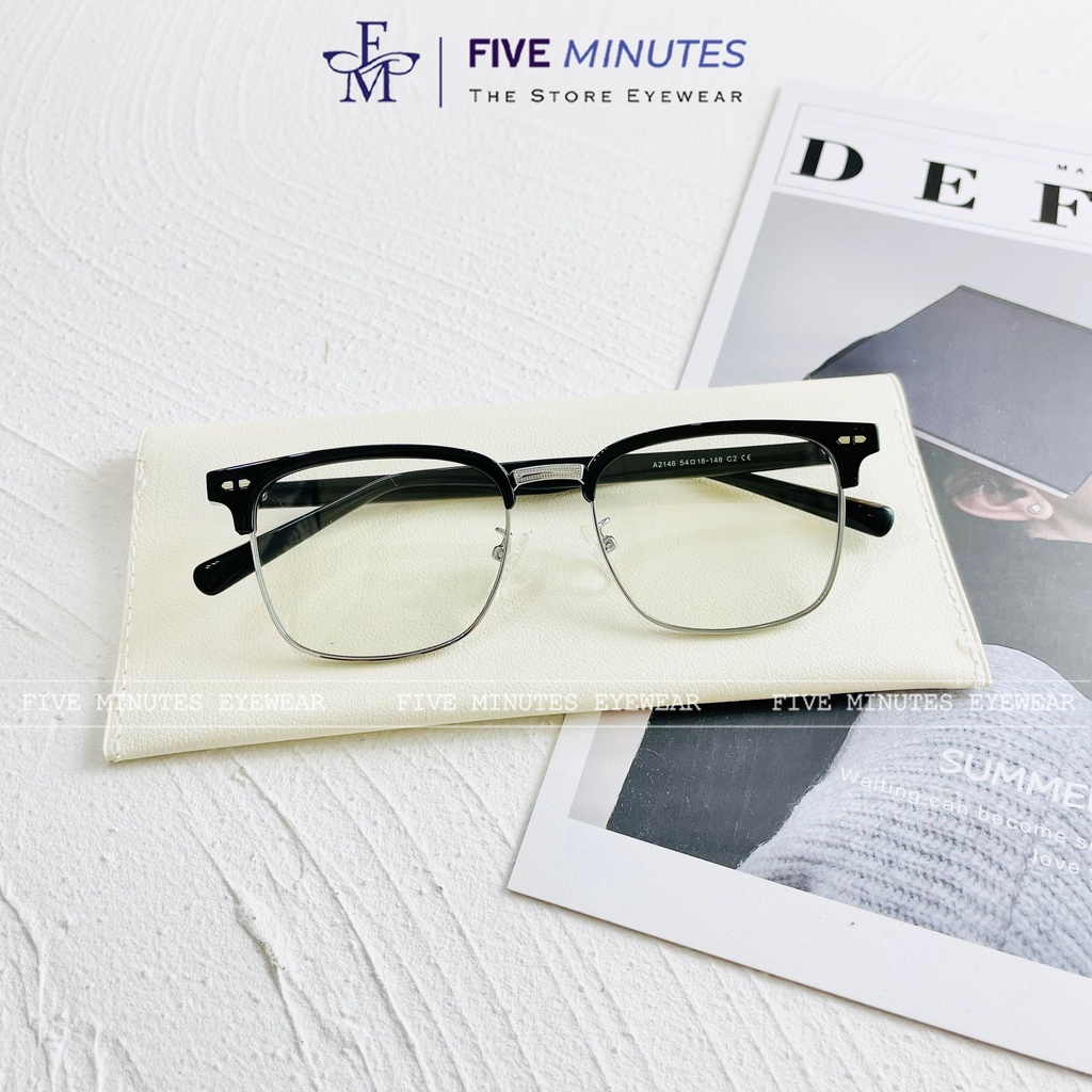 Gọng kính nam nữ, dáng Lami nửa viền cốt kim loại chắc chắn 2146 Siêu hot 2022