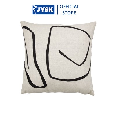 Gối trang trí | JYSK Hvitveis | polyester/cotton | đen/trắng ngà | R45xD45cm