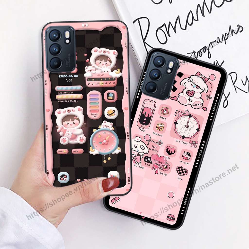 Ốp lưng Oppo Reno6 / Reno6 Z 5G / Reno 6 gấu, đồng hồ dễ thương cute giá rẻ