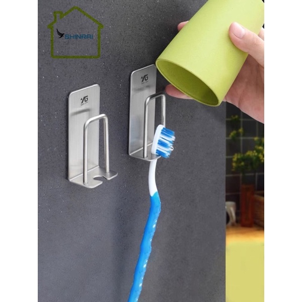 ( SHINRAI ) Kệ Để Bàn Chải , Tuýp Kem , Cốc Đánh Răng INOX304 Phay Xước Nhà Tắm Dán Tường Size L