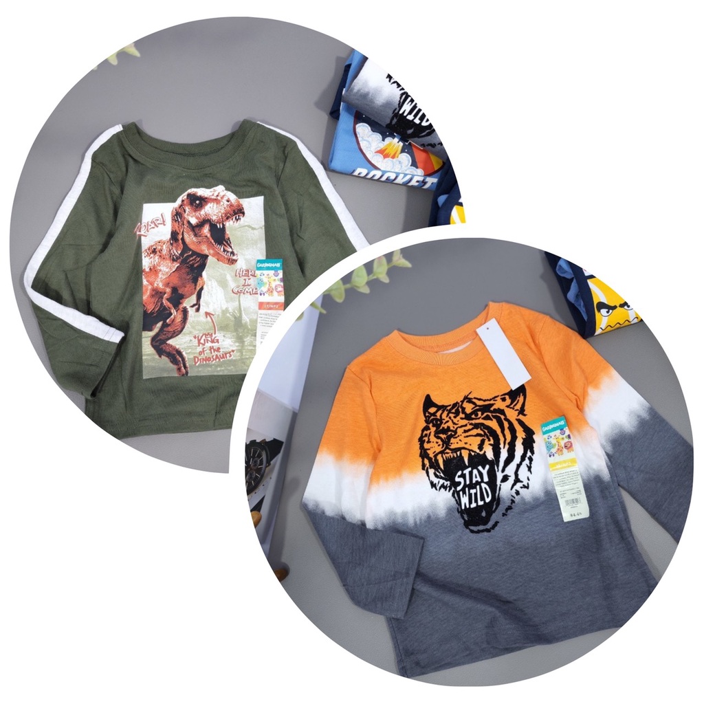 Áo dài tay bé trai hàng Cambodia các hãng Place, Garanimals hàng xuất dư xịn, hình in đẹp xuất sắc, size 12m-5T