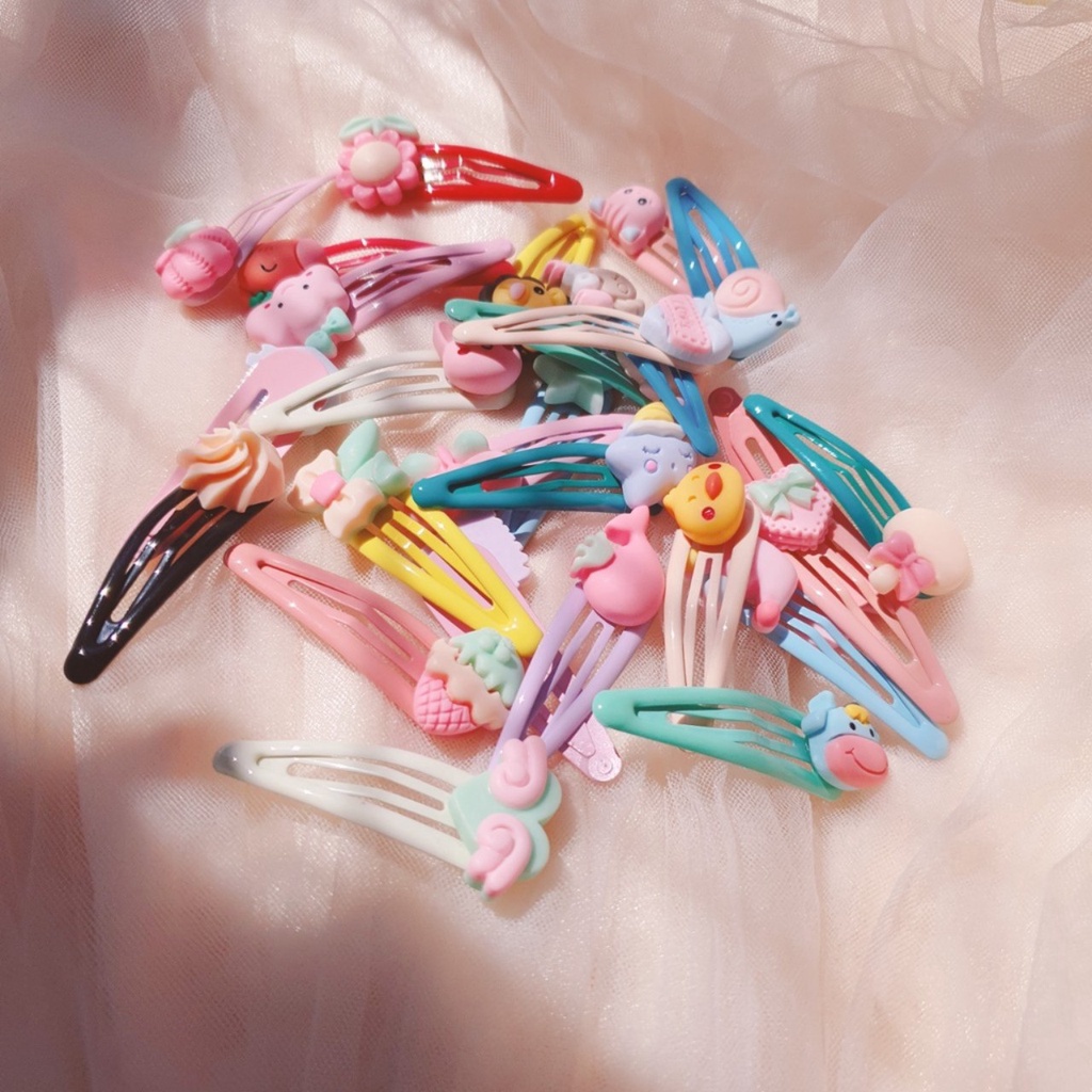 Set 5 kẹp mái bấm đính icon cho bé Hàn Quốc