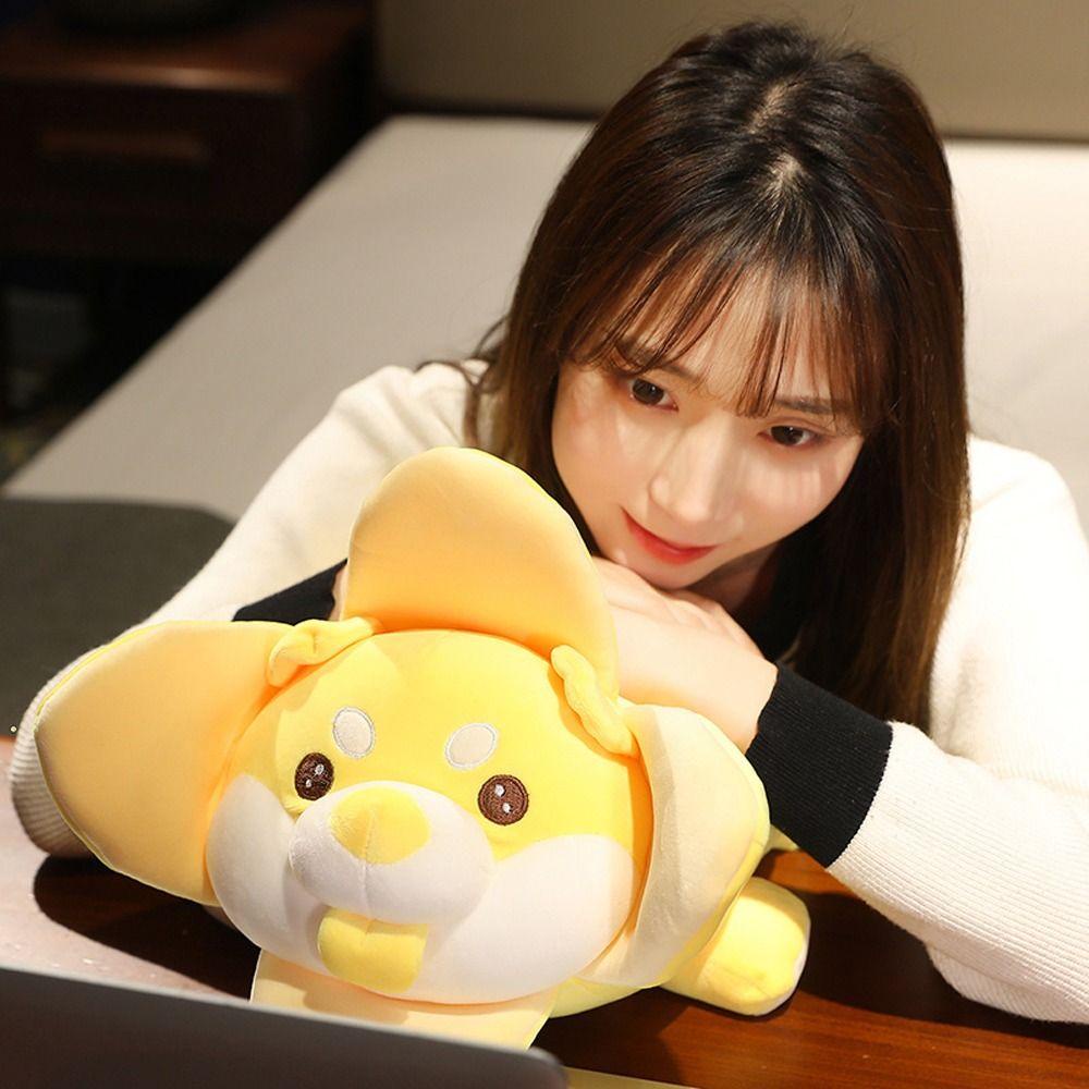 Thú Nhồi Bông Đồ Chơi Hình Chú Chó Shiba Inu Chuối Mềm Mại Đáng Yêu