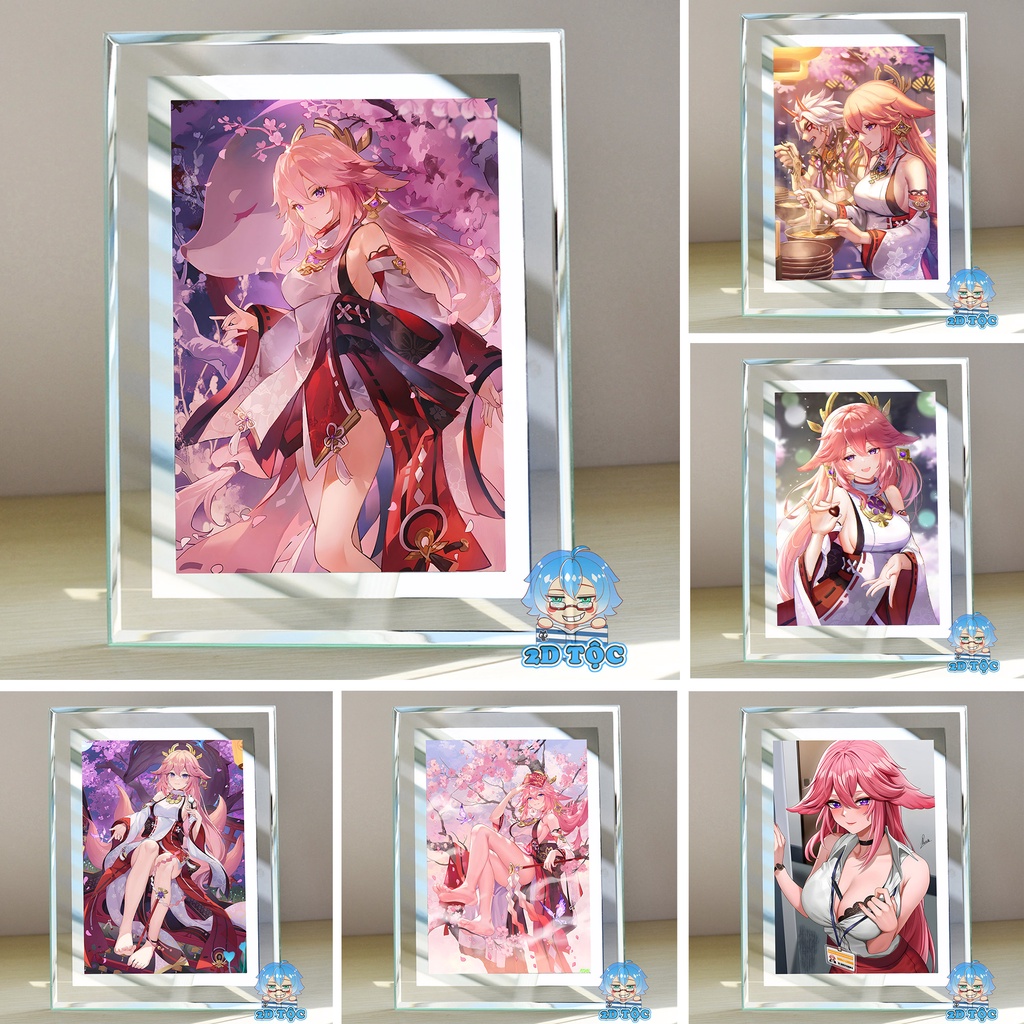 Khung ảnh kính Yae Miko (4) Game Genshin Impact kích thước A4 A5 13x18 by 2D Tộc Shop