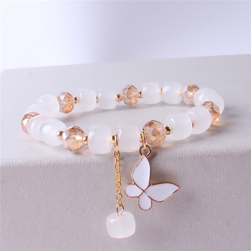 Vòng Tay Mặt Bướm Đính Đá Pha Lê Nhiều Màu Sắc Mới Lạ Thanh Lịch Sáng Tạo Dành Cho Nữ