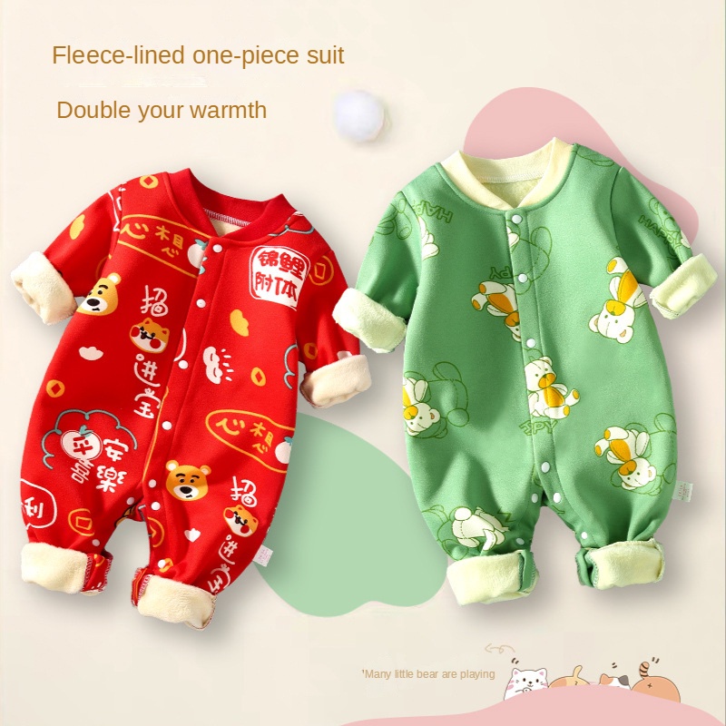 Bộ Áo Liền Quần Vải Cotton Tay Ngắn In Hoạt Hình Quả Cherry Dễ Thương Cho Bé Sơ Sinh