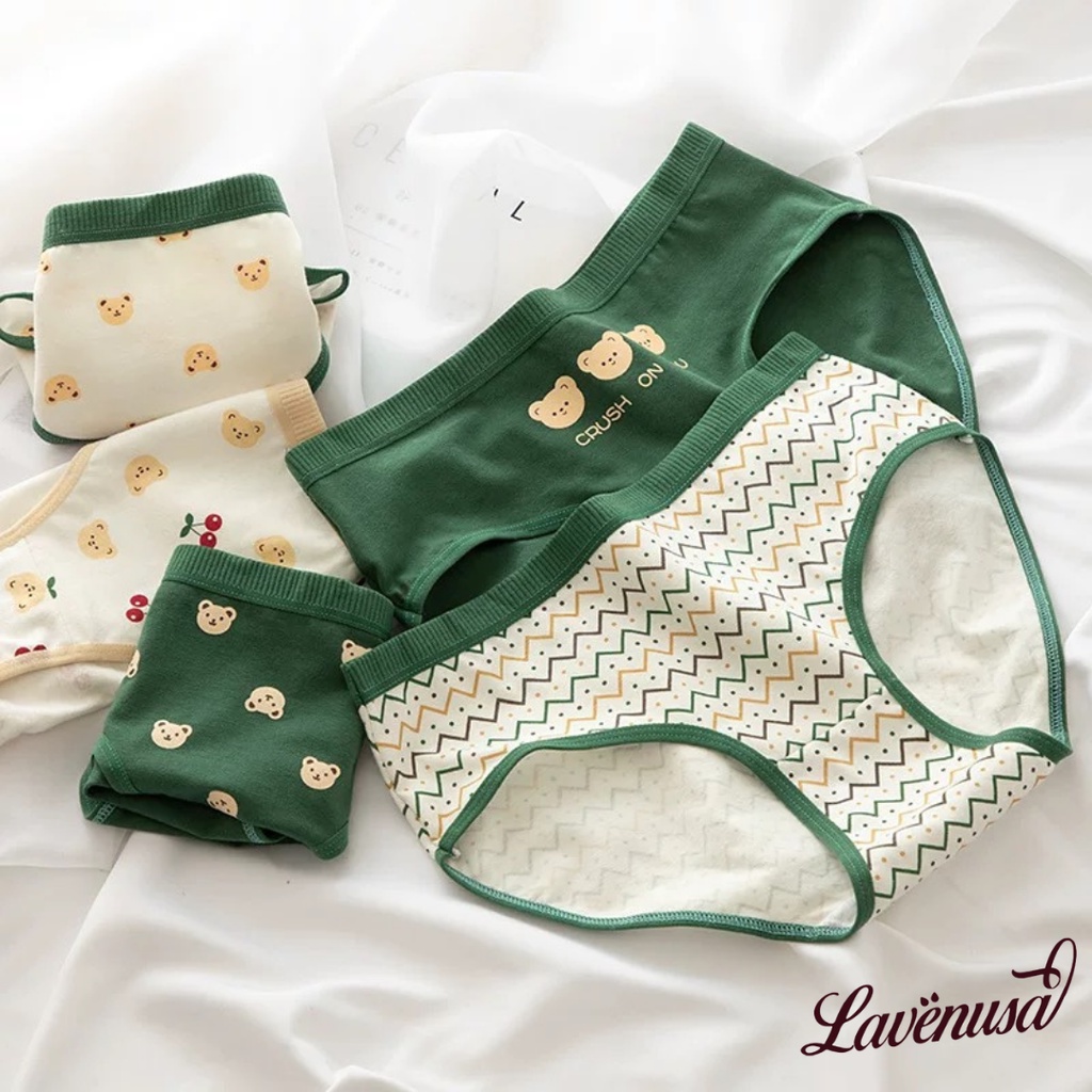 Quần lót nữ cotton kháng khuẩn thấm hút cute đáng yêu set 4 quần LAVENUSA