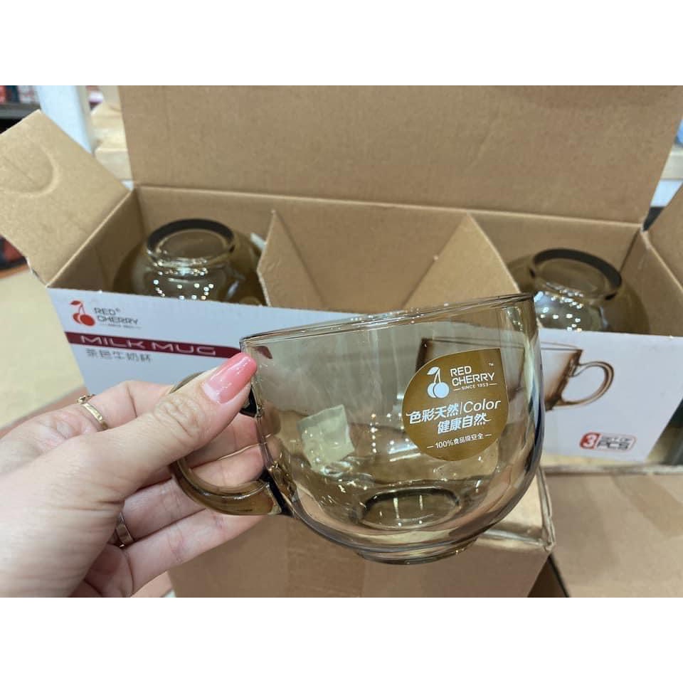 Cốc Thuỷ Tinh Màu Hổ Phách Có Tay Cầm