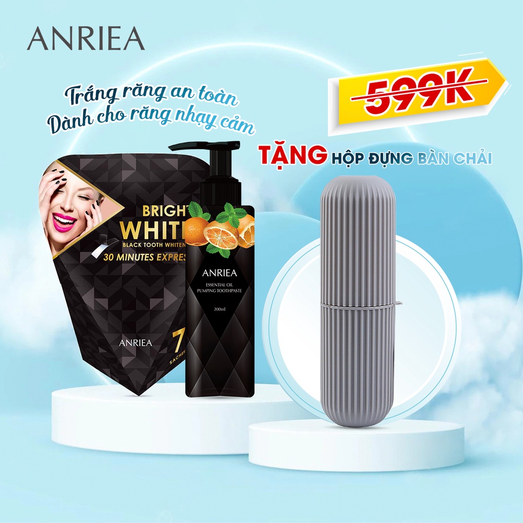 Combo 7 Ngày Miếng Dán Răng + 1 Kem Đánh Răng Cam - TẶNG 1 Hộp Đựng Bàn Chải (KHÔNG KÈM BÀN CHẢI) A02.A05.A16
