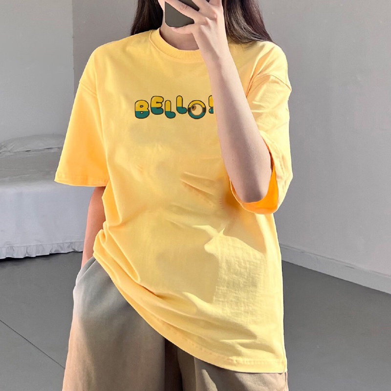 Áo Thun Nữ Màu Vàng Mơ In Chữ BELLO Local Brand DLX Áo Phông Nữ Đẹp Chất Thun 35% Cotton