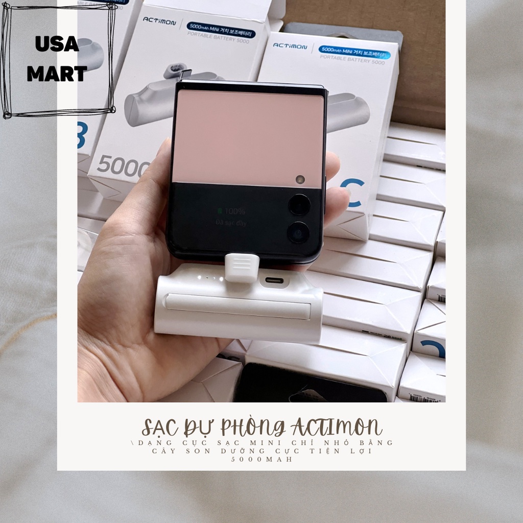 Sạc dự phòng 5000mAh mini cầm tay KOREAN Actimon kèm quà tặng