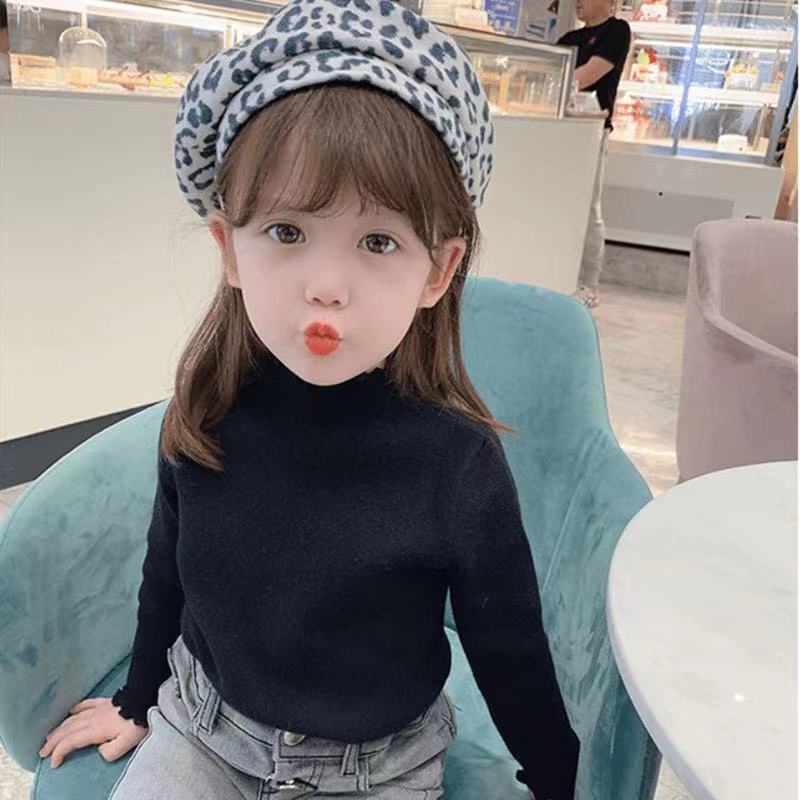 Áo Thun Tay Dài Cổ Cao Phong Cách Mới Cho Bé Gái