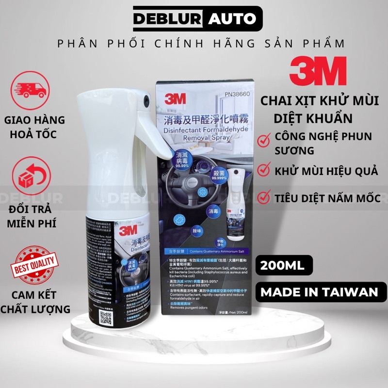 Chai xịt khử mùi diệt khuẩn xe hơi, ô tô, tủ quần áo, tủ giày dép, nhà vệ sinh 3M Air Freshener Spray PN38660 200ml