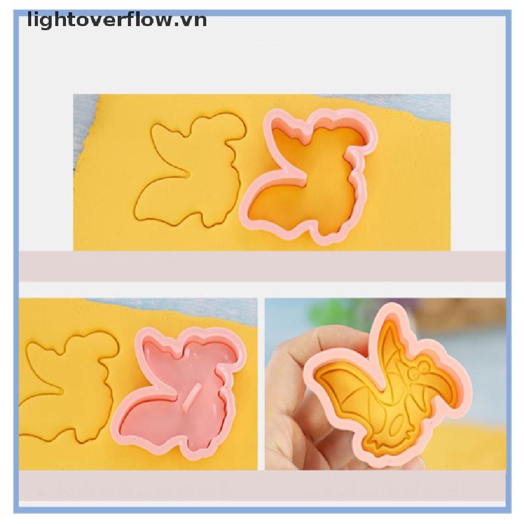 Set 8 Khuôn Nhựa Nhấn Bánh Quy Hình Khủng Long 3D