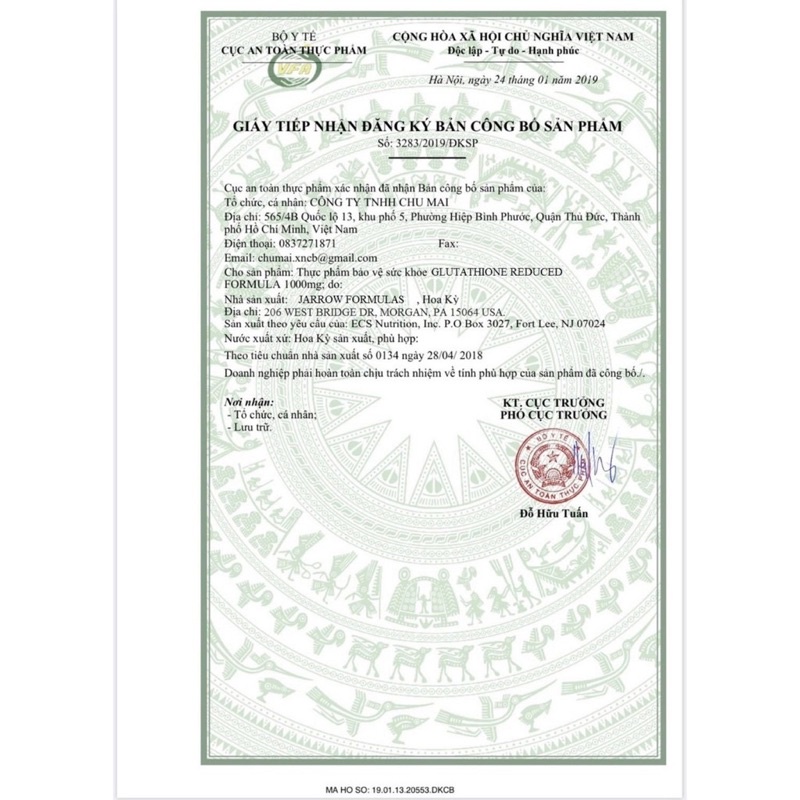 Viên uống trắng da Glutathione 1000mg Jarrow của Mỹ 60 viên