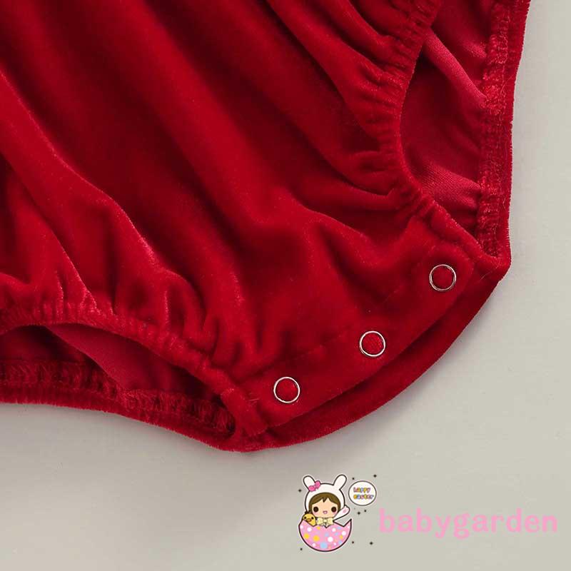 Bộ Áo Liền Quần Tay Dài Màu Đỏ Rượu Vang Kèm Băng Đô Dành Cho Bé Gái 0-24 Tháng Tuổi