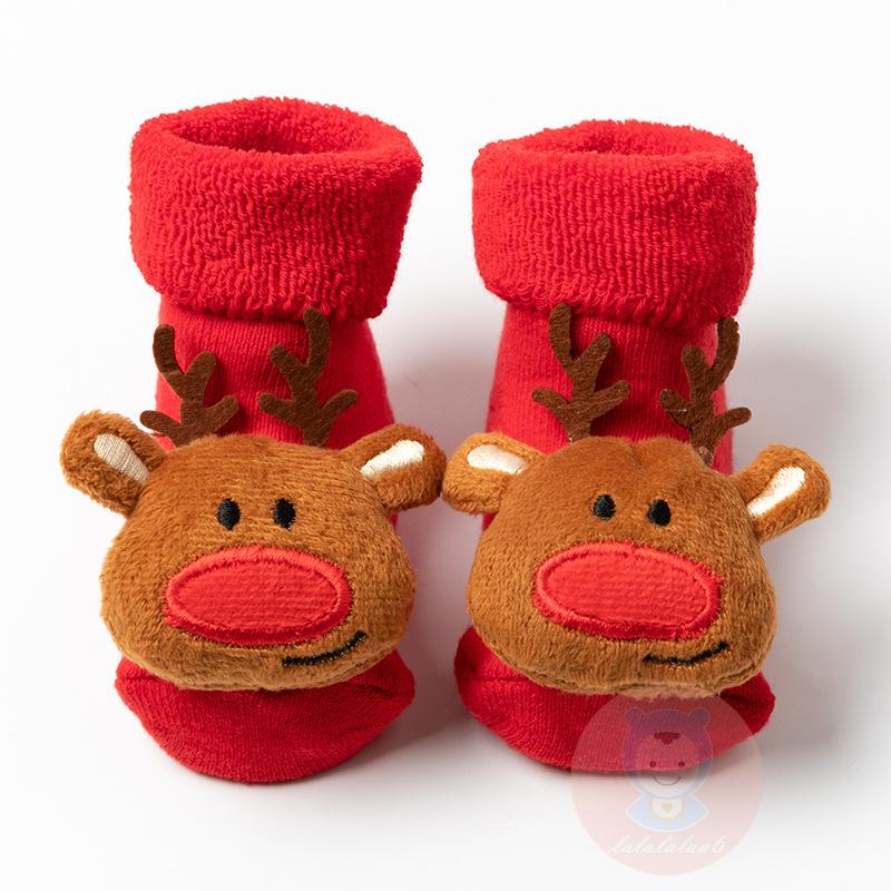 Tất Chống Trượt In Hoạt Hình Giáng Sinh Dễ Thương Cho Bé Tập Đi LAA6