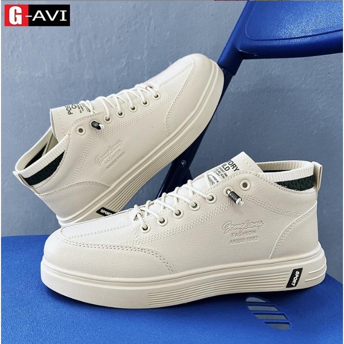 Giày Bốt Nam✅ Giày Thể Thao Nam Cổ Cao Chất Da Lì Kiểu Dáng Trẻ Trung Năng Động AVISHOP - 222