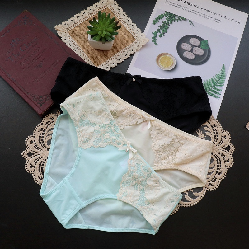 Quần Lót Nữ Chất Lụa Nylon Phối Ren Dễ Thương