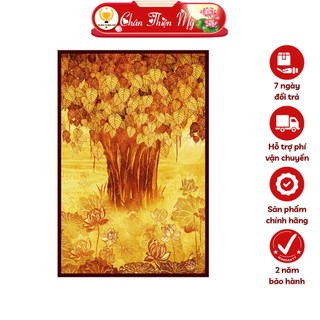 Hào quang phật hoa sen cây bồ đề in tranh trúc chỉ dọc chân thiện mỹ, đèn trang trí bàn thờ, treo phòng thờ tc-te-09