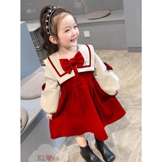  Váy Nhung Chéo Cổ Vuông Đính Nơ Sang Chảnh Xinh Đẹp Cho Bé Gái 8-25kg 