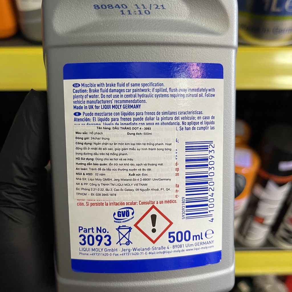 Dầu thắng Liqui Moly DOT 4 500ml cao cấp cho xe máy và xe oto
