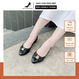 Giày Búp Bê Công Sở Bít Mũi 3cm Giày Cao Gót Nữ Đế Vuông Big Size Hoàng Thanh DN7