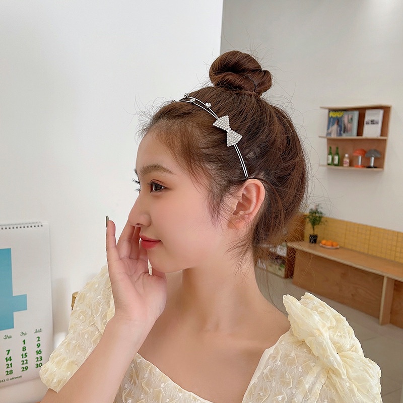 Cài tóc hình nơ, băng đô cài tóc đính đá phong cách hàn quốc dễ thương