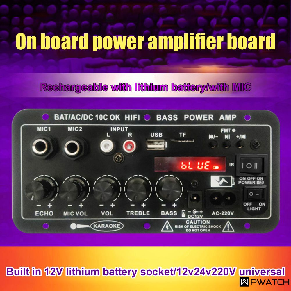 Ac 220V 12V 24V Kỹ Thuật Số Bluetooth Bộ Khuếch Đại Âm Thanh Nổi Ban Loa Siêu Trầm Kép Micro Hát Karaoke Khuếch Đại Tích bluetooth Không Dây Đầu Thu Và Đài Fm 【Pwatch】