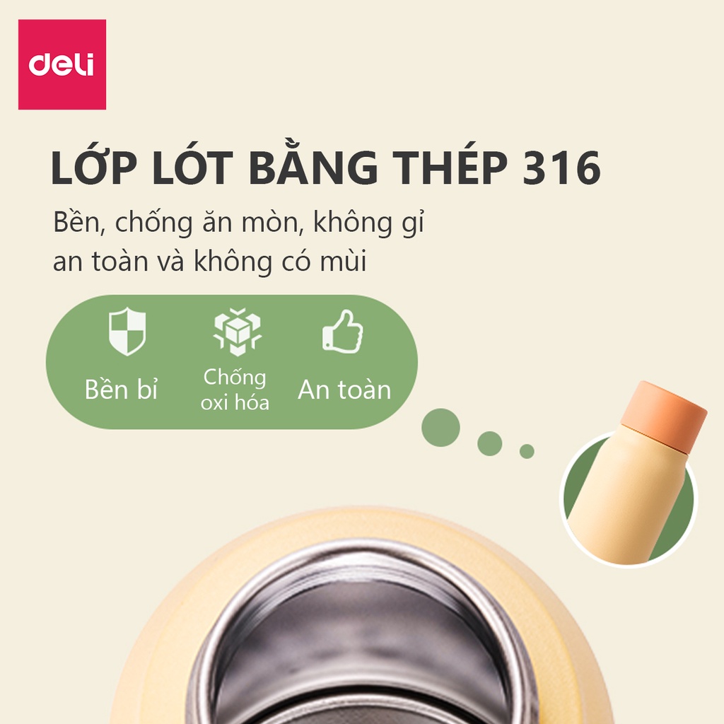 Bình Giữ Nhiệt Nóng Lạnh Vusign Inox 316 350ml Cao Cấp Cách Nhiệt Deli - Phù Hợp Đi Học Du Lịch Thể Thao Gym Yoga LL606