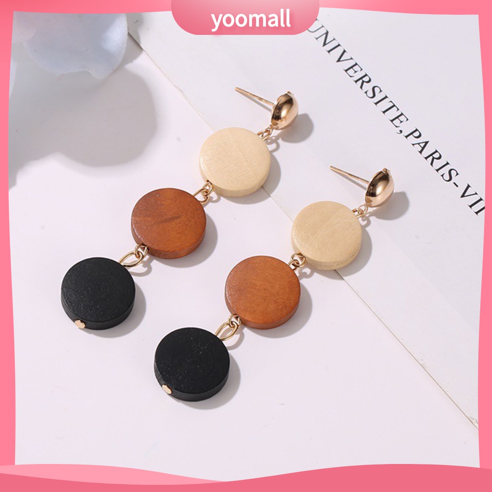 Bông Tai Hình Tròn Bằng Gỗ Thời Trang Dành Cho Nữ