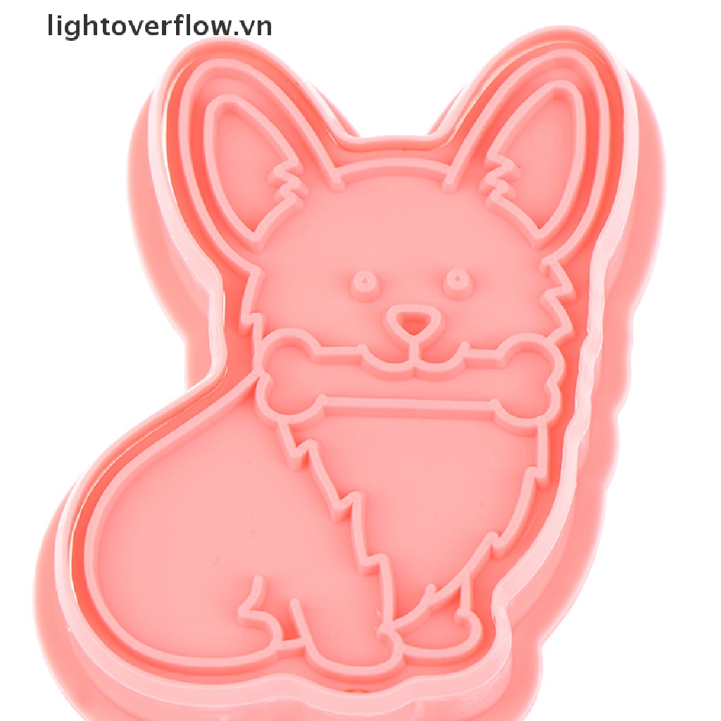 Set 8 Khuôn Nhựa Làm Bánh Quy Hình Chú Chó Corgi 3D Dễ Thương