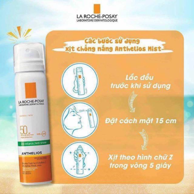 Xịt Chống Nắng Kiểm Soát Dầu Nhờn LA ROCHE-POSAY Anthelios Anti-Shining Invisible Fresh Mist SPF 50 - 75ml