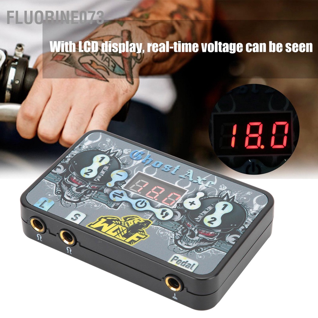 [Hàng Sẵn] Bộ cấp nguồn hình xăm Màn LCD 3 lỗ Kiểu dáng Bàn đạp chân Máy mô kép Nguồn điện 90‑265V【Fluorine073】