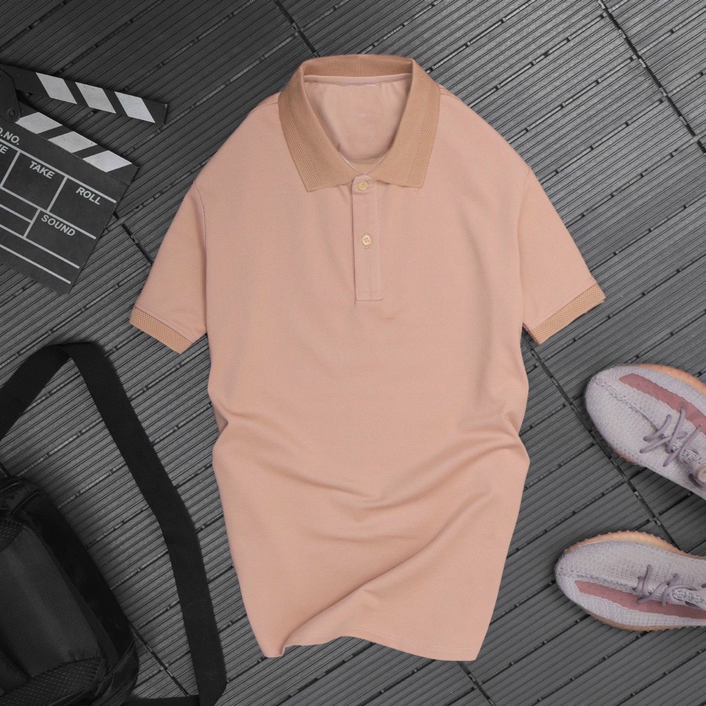 Áo thun Polo Nam cổ bẻ basic vải cá sấu cotton lạnh logo thêu cá tính cổ viền trẻ trung QAZ55