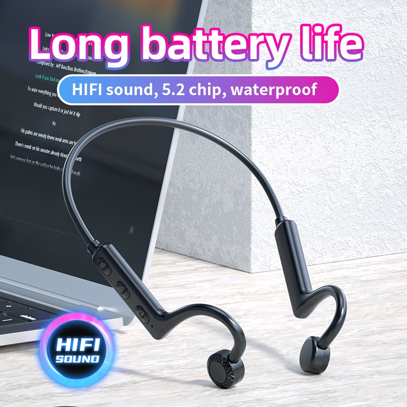 Tai Nghe Bluetooth Không Dây Hifi Móc Vành Tai Chống Thấm Nước Tích Hợp Mic Cho Chơi Game Thể Thao