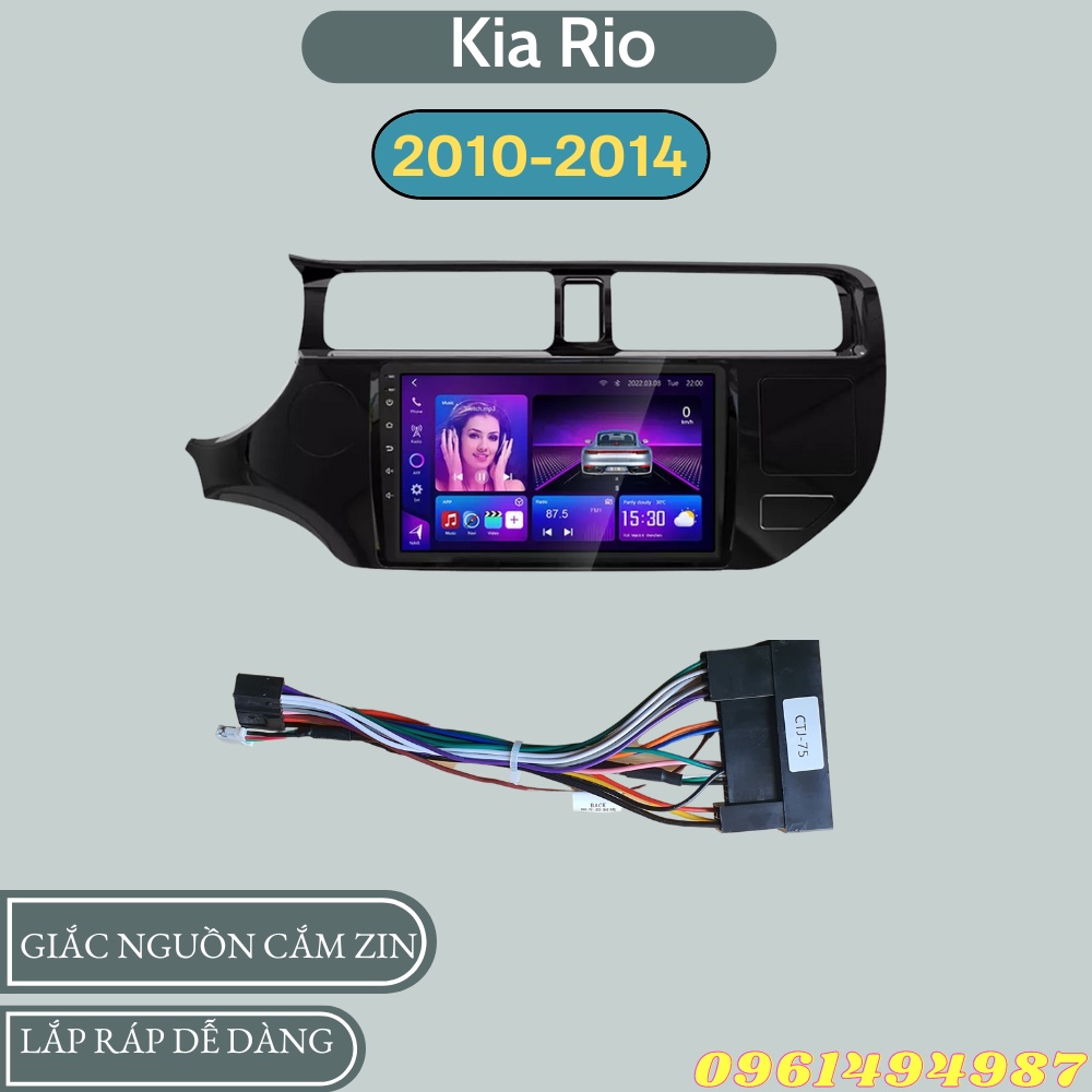 Mặt dưỡng 9 inch Kia Rio kèm dây nguồn cắm zin theo xe dùng cho màn hình DVD android 9 inch