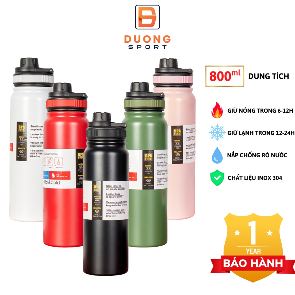 Bình Giữ Nhiệt Có Tay Cầm Tiện Dụng Inox 304 Dung Tích 800ML BGN0017