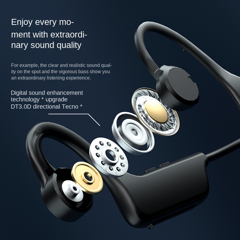 Tai nghe dẫn truyền xương Bone Conduction Tai nghe Bluetooth có thẻ nhớ MP3 Radio tai nghe không dây Cổ không dây Chạy bộ Tai nghe chơi game không thấm nước Tai nghe khử tiếng ồn