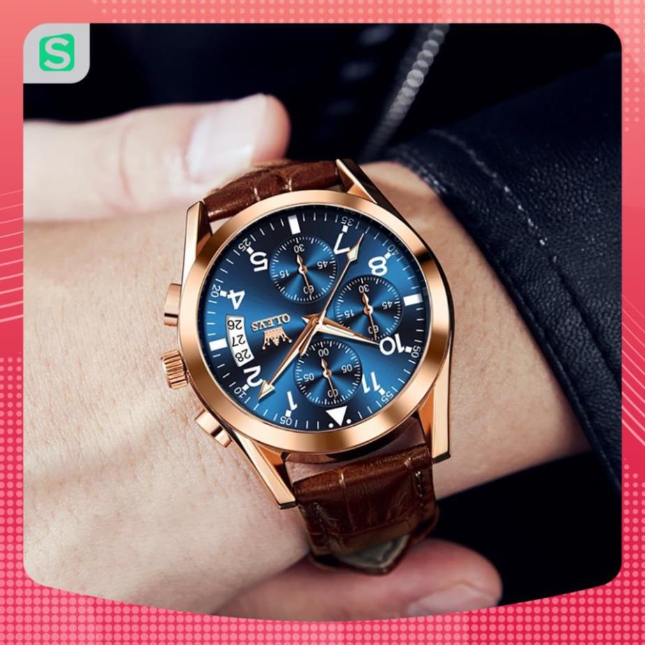 Đồng hồ nam chính hãng OLEVS 2878 dây da bò  chống vô nước sâu  hiệu ứng phát sáng