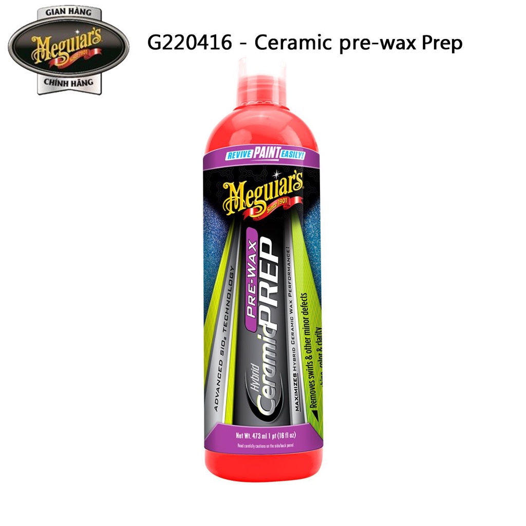 Meguiar's Sản phẩm xóa khuyết điểm, chuẩn bị bề mặt sơn trước khi phủ Ceramic, Hybrid Ceramic Pre-Wax Prep, G220416-16Oz