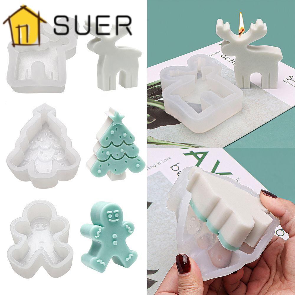 SUENIN Christmas Candle Mold DIY Craft Soap Making Clay Tools Handmade Silicone Mould