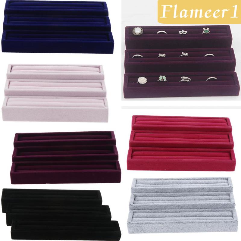 1 [Flameameer1] Set 3 Khay Nhung Trưng Bày Trang Sức