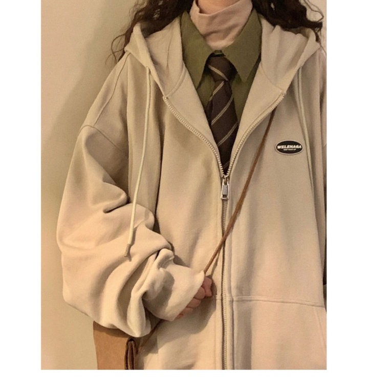 Áo khoác hoodie zip chất nỉ bông in hình nhỏ | BigBuy360 - bigbuy360.vn