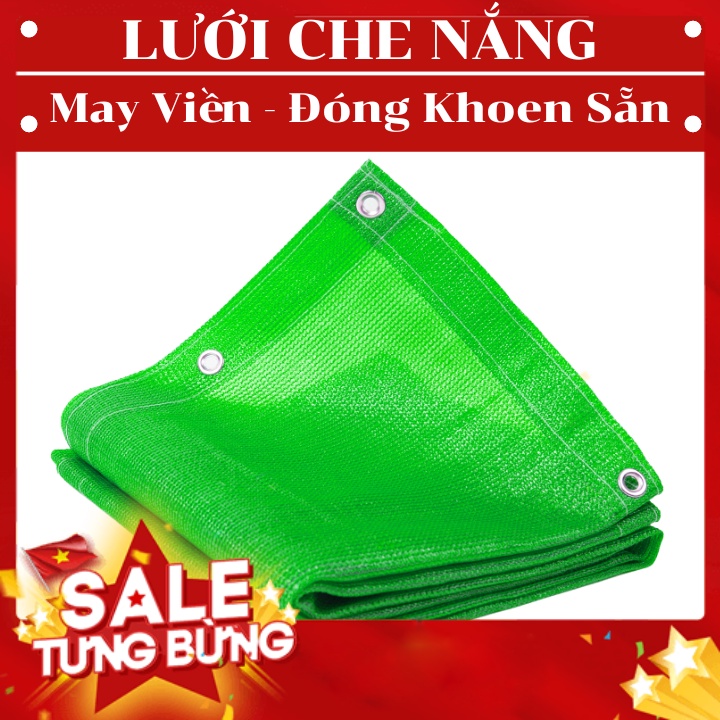 Lưới Che Nắng Nam Việt - Kích Thước 2x4 - Màu Xanh Lá - May Viền Đóng Khoen Sẵn