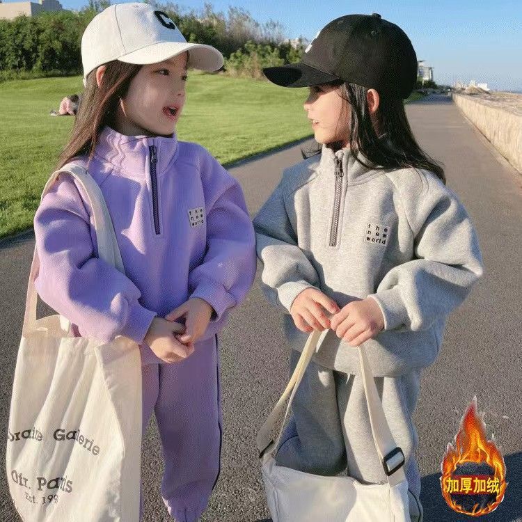 Áo Sweatshirt Thể Thao Dáng Rộng Lót Lông Cừu Dày Phối Màu Thời Trang Thu Đông Phong Cách Hàn Quốc Cho Nữ
