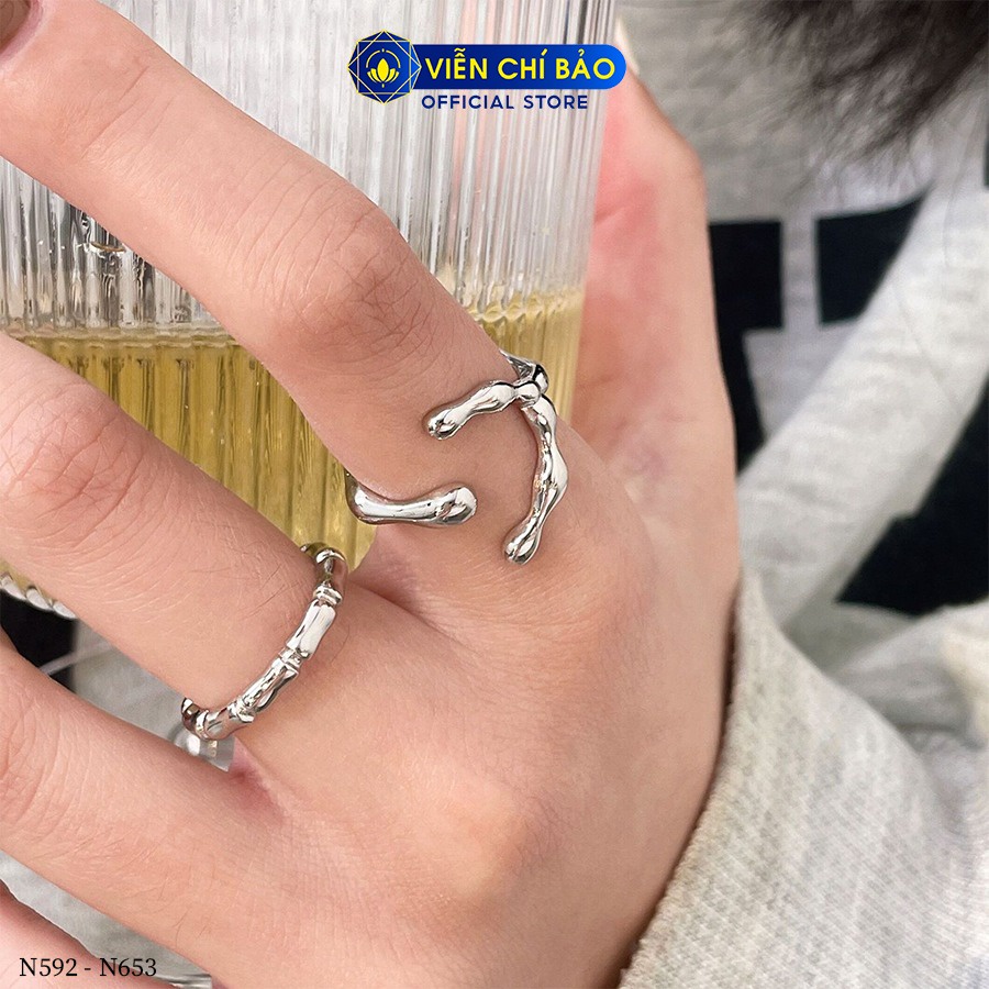 Nhẫn chữ C cách điệu chất liệu bạc Thái 925 thời trang phụ kiện trang sức nữ Viễn Chí Bảo N000592