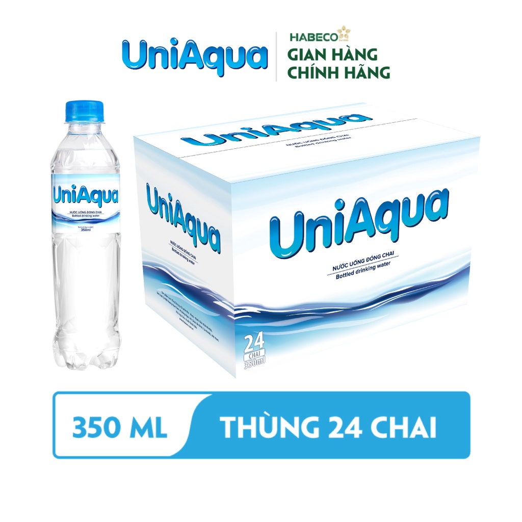 Thùng 24 chai nước uống đóng chai UniAqua - HABECO (500ml/chai)